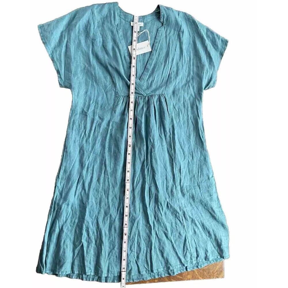 Sundance 100% Linen Teal Boho Dress Oversized Fit XS Fits Medium NWT Coastal - Picture 7 of 7